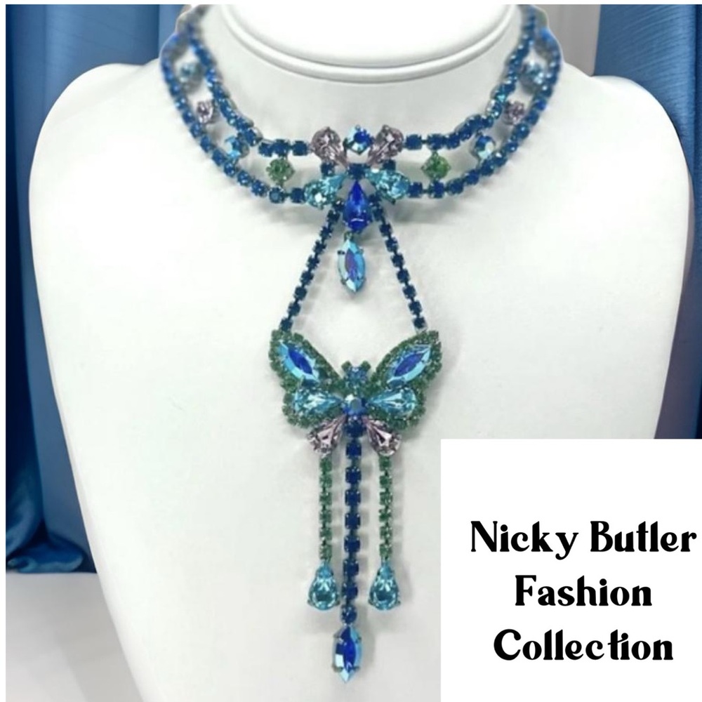 🔶NICKY BUTLER Fashion Crystal Butterfly Choker Necklace NEW Victorian St…